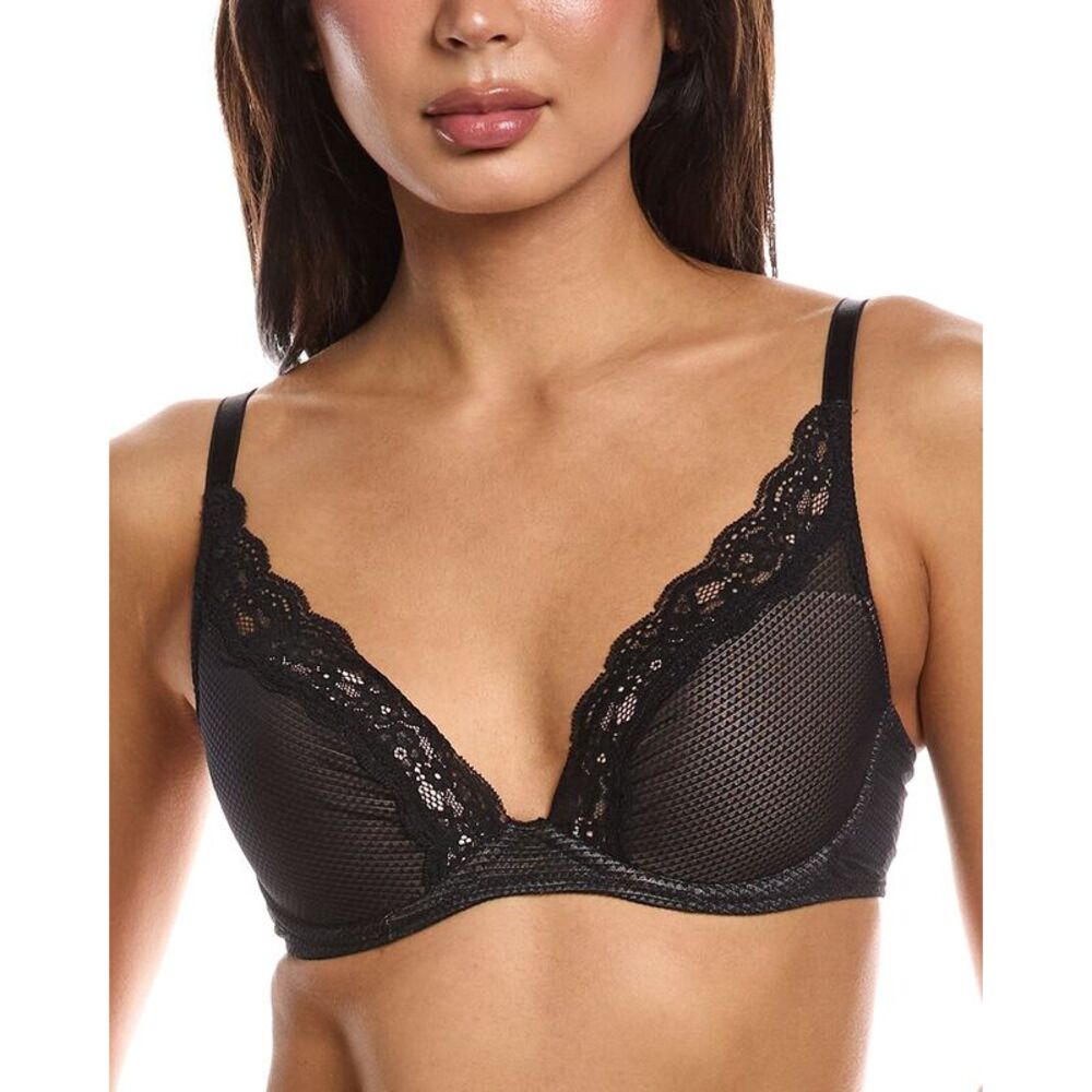 Passionata Womens  Brooklyn Plunge Lace T-Shirt Bra, Black